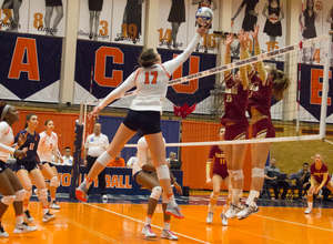 Mackenzie Weaver (17) was one of Syracuse's most important players on Friday, tallying 12 kills. The Orange beat Boston College in four sets. 
