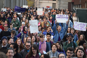 Syracuse University students protested Donald Trump's proposed immigration policies, specifically regarding immigrants and refugees, after the election in November.